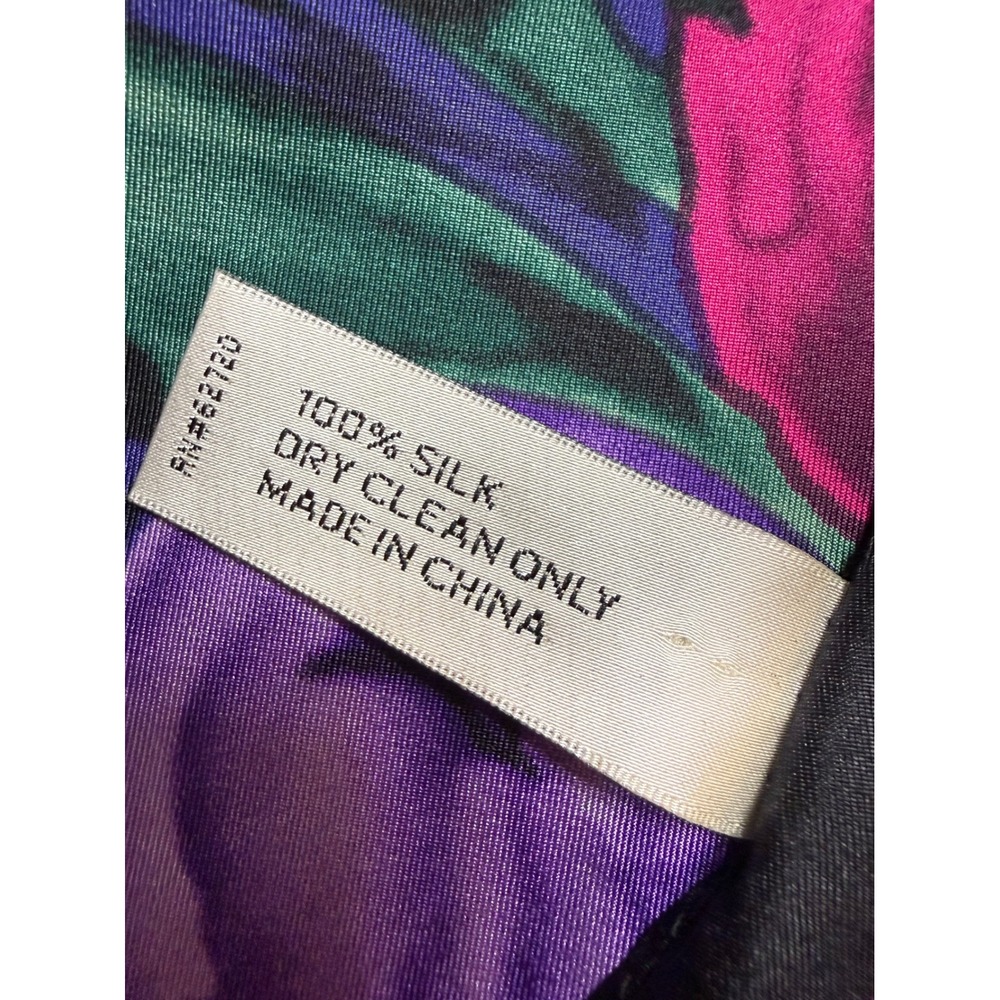 VTG Adrienne Landau Studio Scarf OS Purple Floral 100% Silk EUC Oblong Iris - Picture 5 of 5